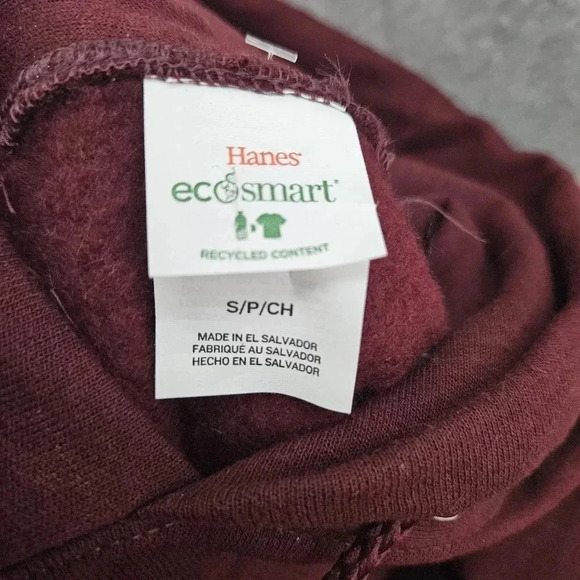 Hanes EcoSmart Burgundy Hoodie Men's Size‎ Small - Picture 3 of 4